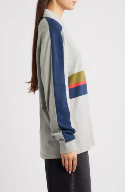 Damson Madder Verity V-neck Rugby Shirt In Gray