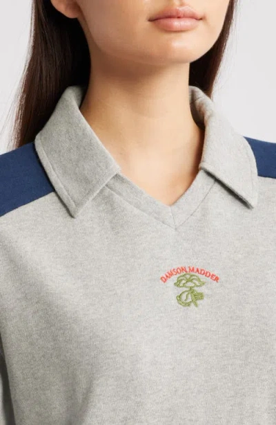 Damson Madder Verity V-neck Rugby Shirt In Gray