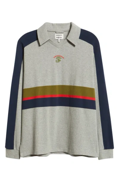 Damson Madder Verity V-neck Rugby Shirt In Gray
