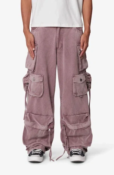 Mnml Washed Barrel Baggy Cargo Pants In Purple