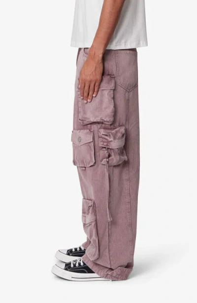 Mnml Washed Barrel Baggy Cargo Pants In Purple