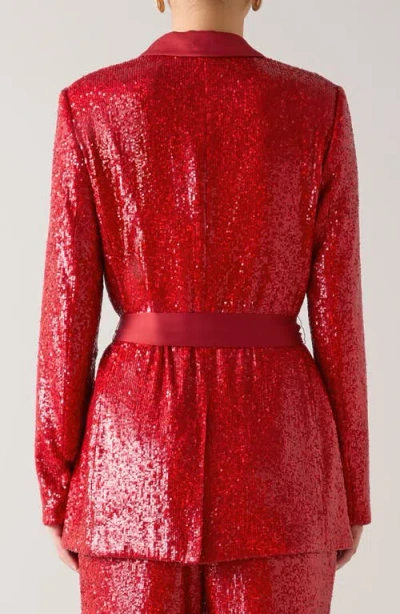 Lk Bennett Shimmer Sequin Jacket In Red