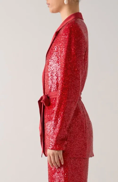 Lk Bennett Shimmer Sequin Jacket In Red