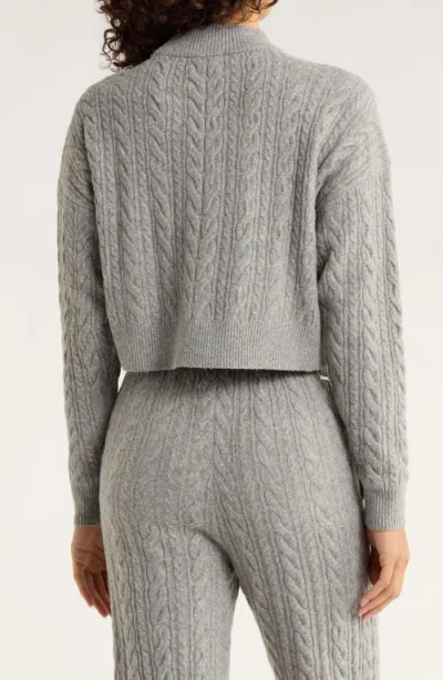 Mpg Cable Knit Crop Sweater In Gray