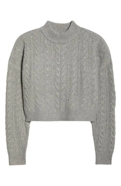 Mpg Cable Knit Crop Sweater In Gray