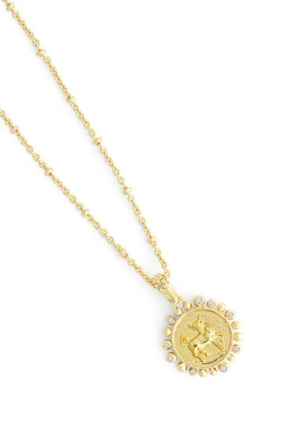 Anabel Aram Jewelry Zodiac Cubic Zirconia Pendant Necklace In Gold
