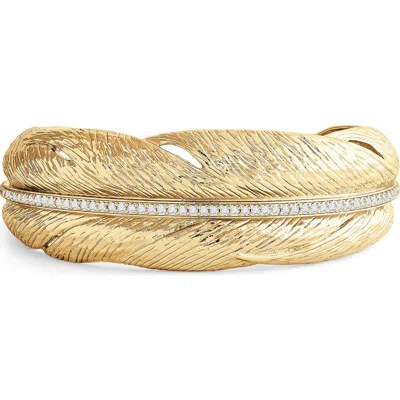 Anabel Aram Jewelry Feather Narrow Cuff Bracelet In Gold