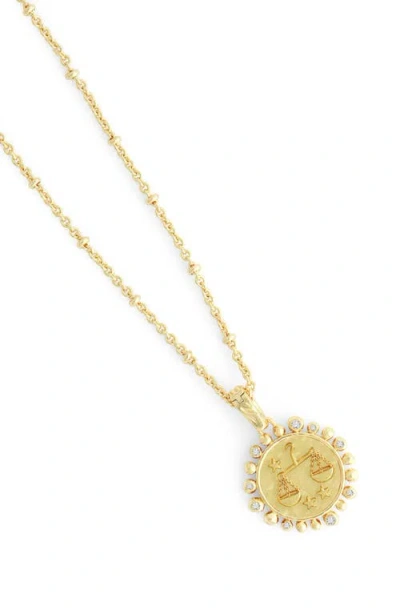 Anabel Aram Jewelry Zodiac Cubic Zirconia Pendant Necklace In Gold