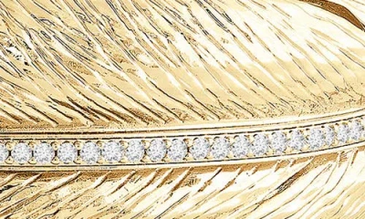 Anabel Aram Jewelry Feather Narrow Cuff Bracelet In Gold