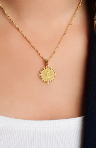 Anabel Aram Jewelry Zodiac Cubic Zirconia Pendant Necklace In Gold