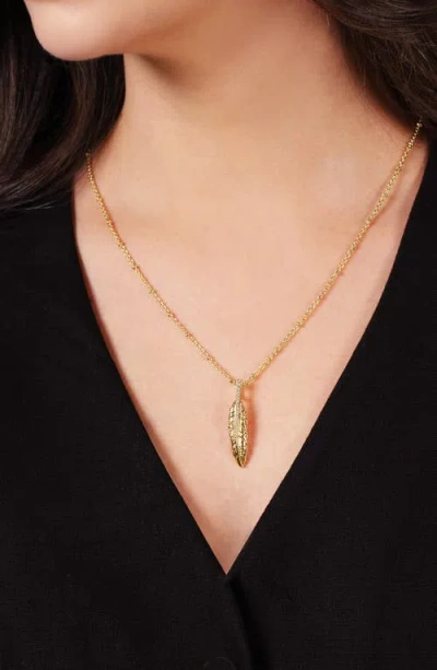 Anabel Aram Jewelry Feather Layered Pendant Necklace In Gold