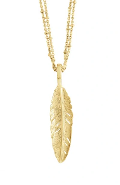 Anabel Aram Jewelry Feather Layered Pendant Necklace In Gold