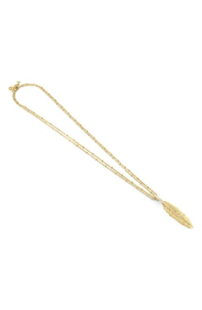 Anabel Aram Jewelry Feather Layered Pendant Necklace In Gold