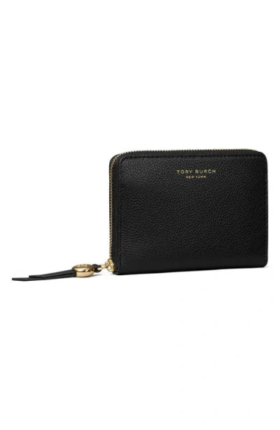 Tory Burch Romy Medium Leather Zip Wallet In Black