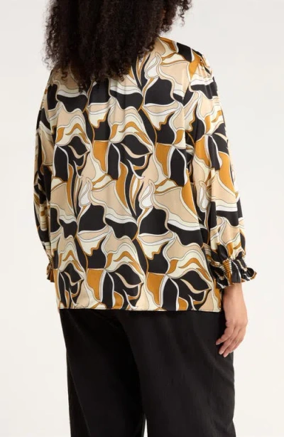 Sugarlips Groover Split Neck Satin Top In Multi