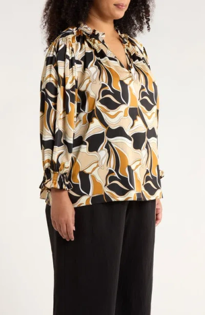 Sugarlips Groover Split Neck Satin Top In Multi