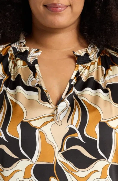 Sugarlips Groover Split Neck Satin Top In Multi