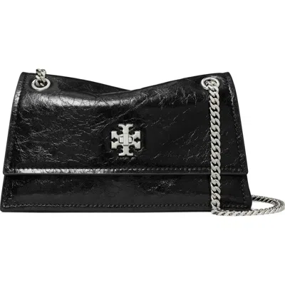 Tory Burch Kira Black Crossbody Bag With Chain Strap And Metallic Logo On The Front In Leather Woman In Pink