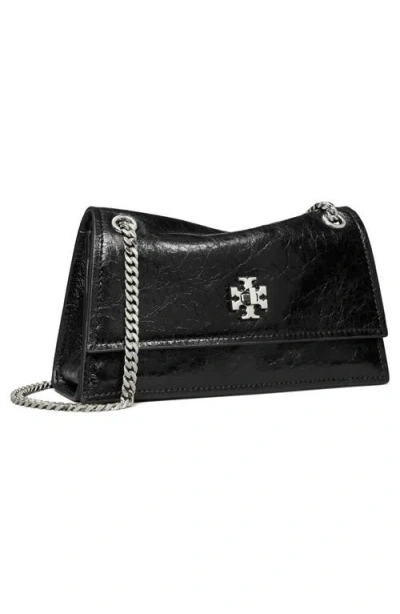 Tory Burch Kira Black Crossbody Bag With Chain Strap And Metallic Logo On The Front In Leather Woman In Pink