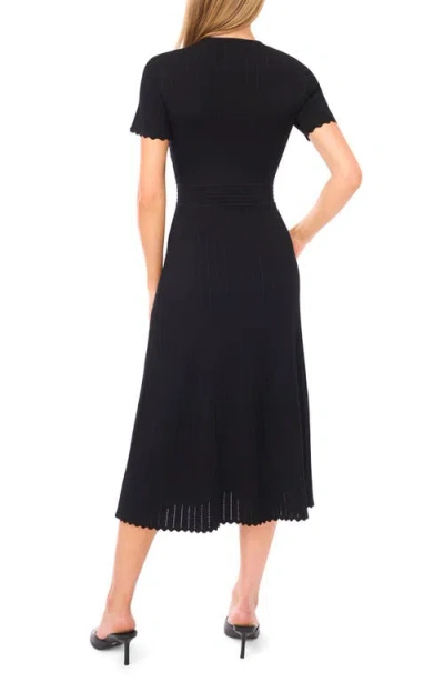 Ted Baker Pointelle Short Sleeve Midi Dress In Black