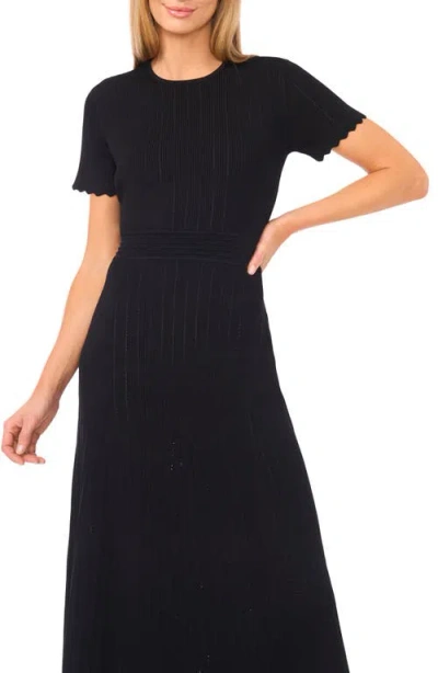 Ted Baker Pointelle Short Sleeve Midi Dress In Black