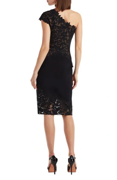 Tadashi Shoji Laser Cutout One-shoulder Cocktail Dress In Black