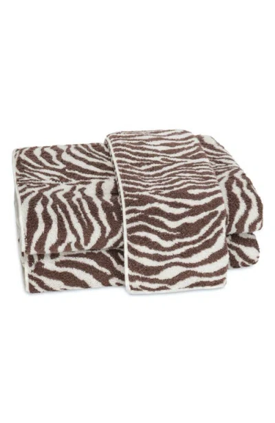 Matouk Regine Zebra Stripe Cotton & Linen Bath Towel In Brown