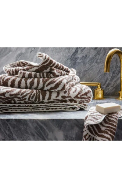 Matouk Regine Zebra Stripe Cotton & Linen Bath Towel In Brown