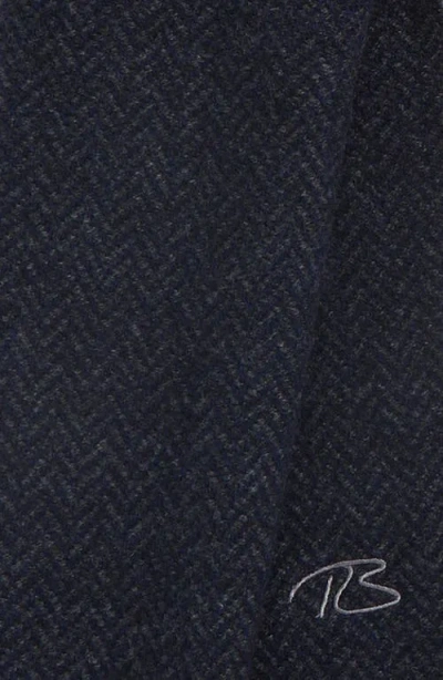 Robert Barakett Wool & Cashmere Herringbone Scarf In Blue