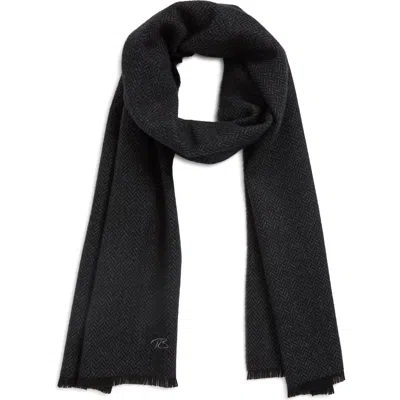 Robert Barakett Wool & Cashmere Herringbone Scarf In Black