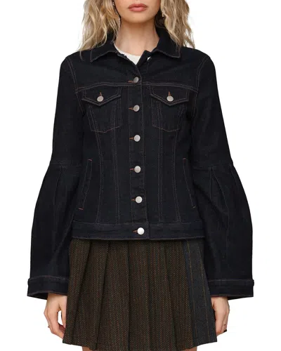 Avec Les Filles Women's Flare-sleeve Denim Trucker Jacket In Blue