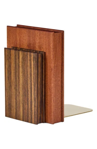 Commune Stacked Wood Bookend In Brown