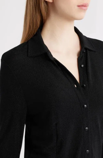 Rag & Bone Elsa Metallic Button-up Shirt In Black