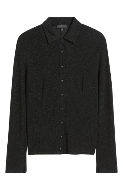Rag & Bone Elsa Metallic Button-up Shirt In Black