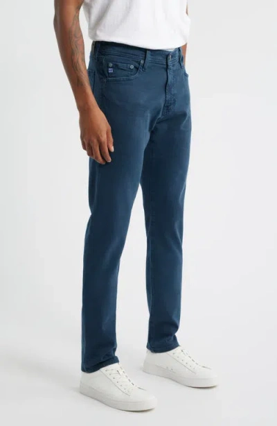 Ag Everett Sueded Stretch Sateen Slim Straight Leg Pants In Blue