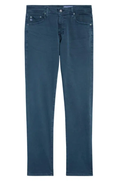 Ag Everett Sueded Stretch Sateen Slim Straight Leg Pants In Blue