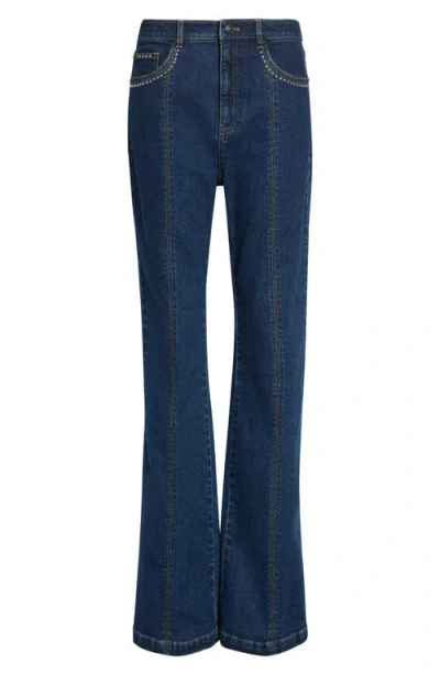 Cinq À Sept Stud Detail Flare Leg Jeans In Blue