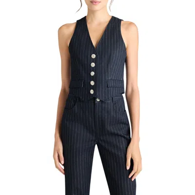 Cinq À Sept Cinq A Sept Anderson Metallic Pinstripe Vest In Blue