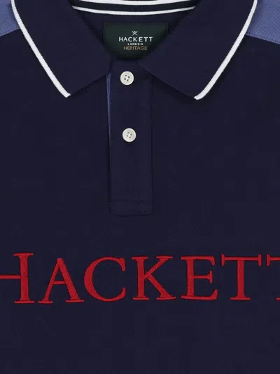 Hackett Logo Polo Shirt In Blue