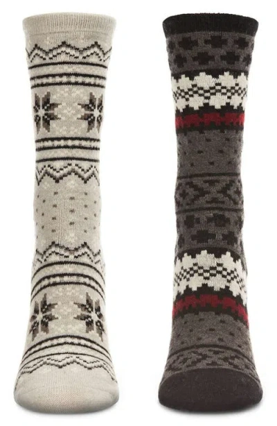 Memoi Fair Isle Assorted 2-pack Crew Socks In Multi
