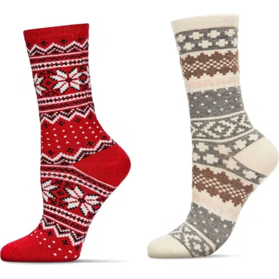 Memoi Fair Isle Assorted 2-pack Crew Socks In Multi
