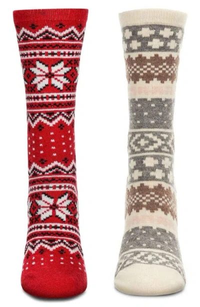 Memoi Fair Isle Assorted 2-pack Crew Socks In Multi