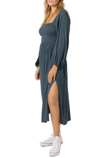 O'neill Gracyn Smocked Long Sleeve Maxi Dress In Gray
