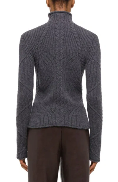 Helmut Lang Zephir Cable Stitch Turtleneck Wool Blend Sweater In Gray