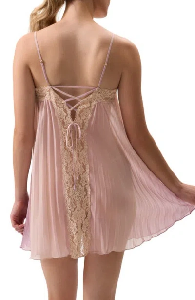 Rya Collection Lace Trim Pleat Chiffon Chemise In Pink