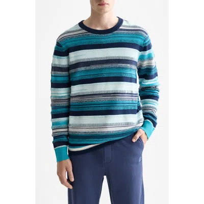 Scotch & Soda Striped Crewneck Sweater In Blue