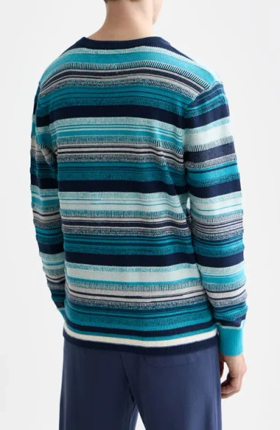 Scotch & Soda Striped Crewneck Sweater In Blue
