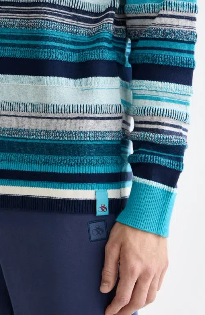 Scotch & Soda Striped Crewneck Sweater In Blue