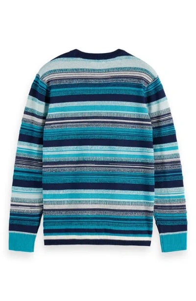 Scotch & Soda Striped Crewneck Sweater In Blue