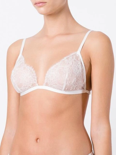 Shop Carine Gilson Soft Triangle Lace Bra In White